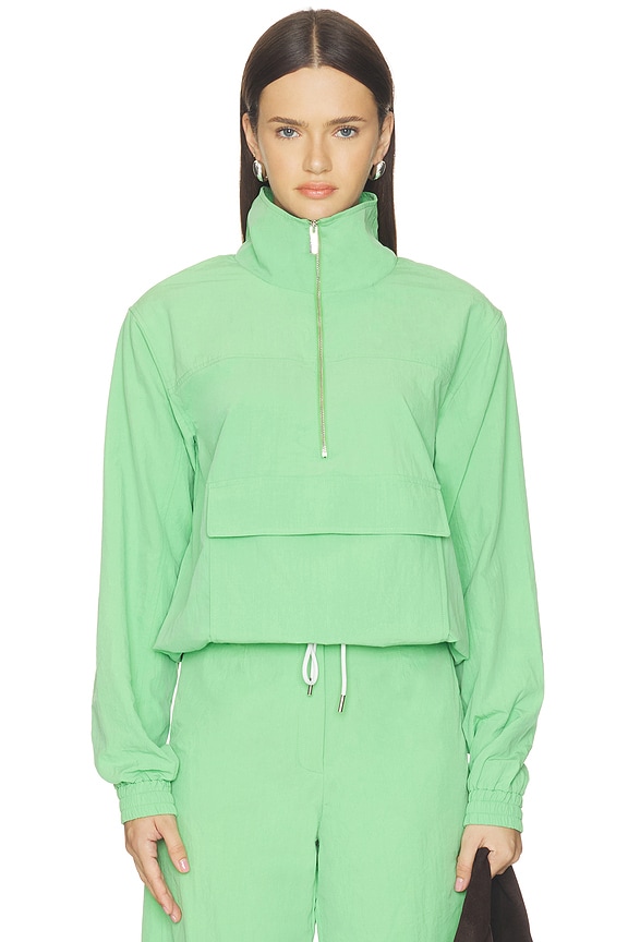 view 2 of 5 Rain Lightweight Woven Track Top in Green