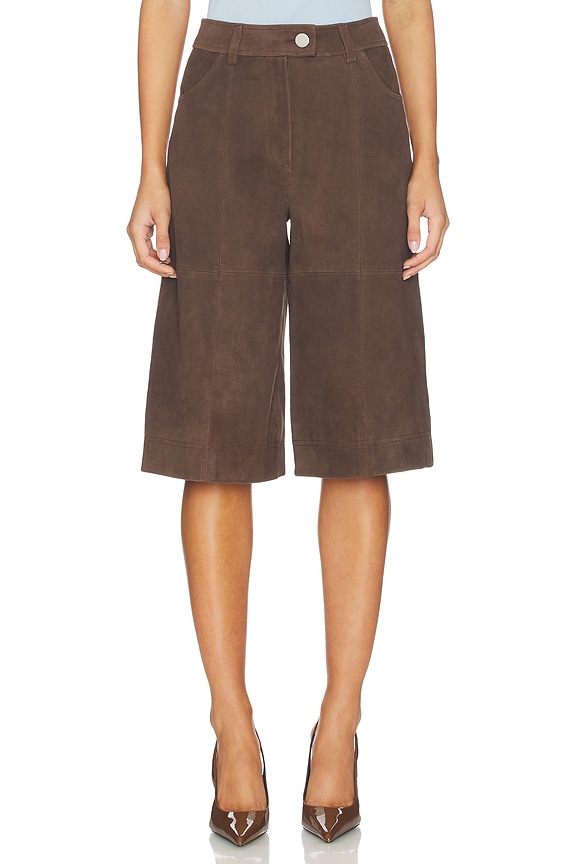 view 1 of 6 Arden Suede Culotte in Chocolate