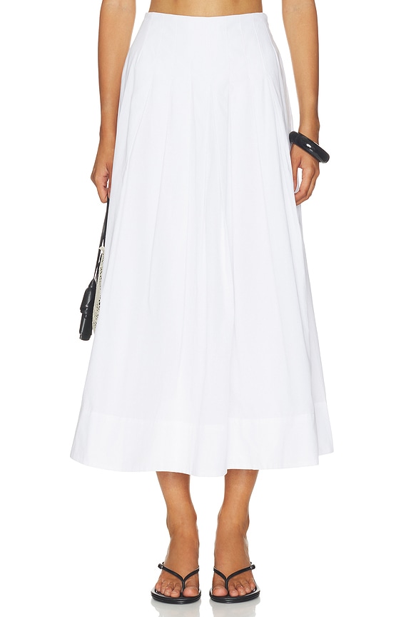 view 1 of 6 Julie Pleated Poplin Skirt in White