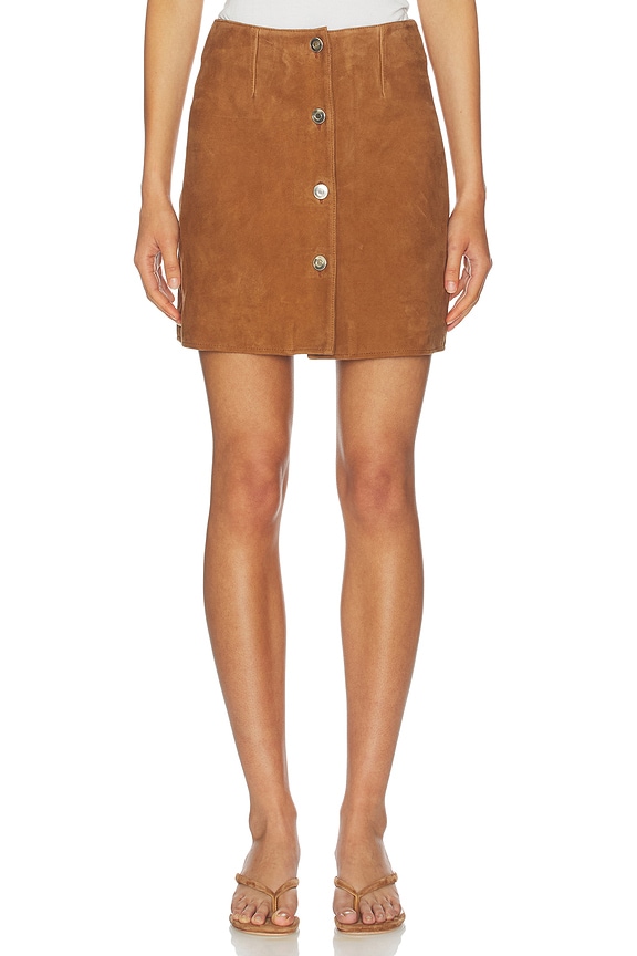 view 1 of 6 Clemmie Suede Skirt in Tan