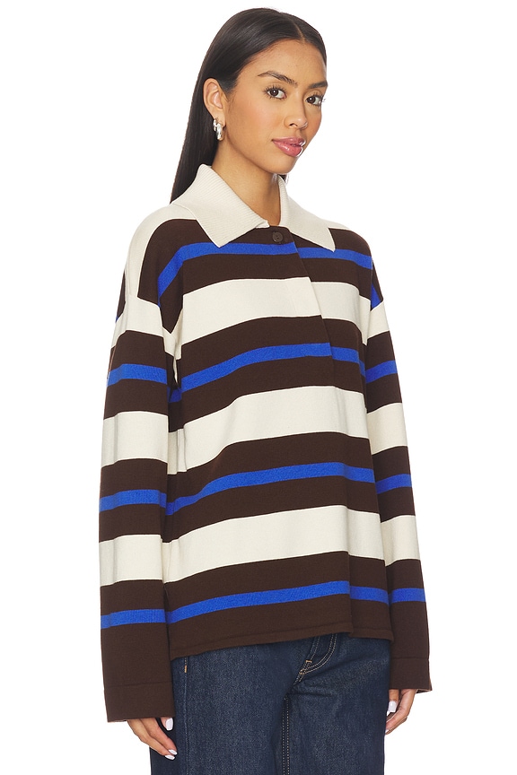 view 2 of 4 Ester Merino Rugby Top in Chocolate, Ivory & Blue