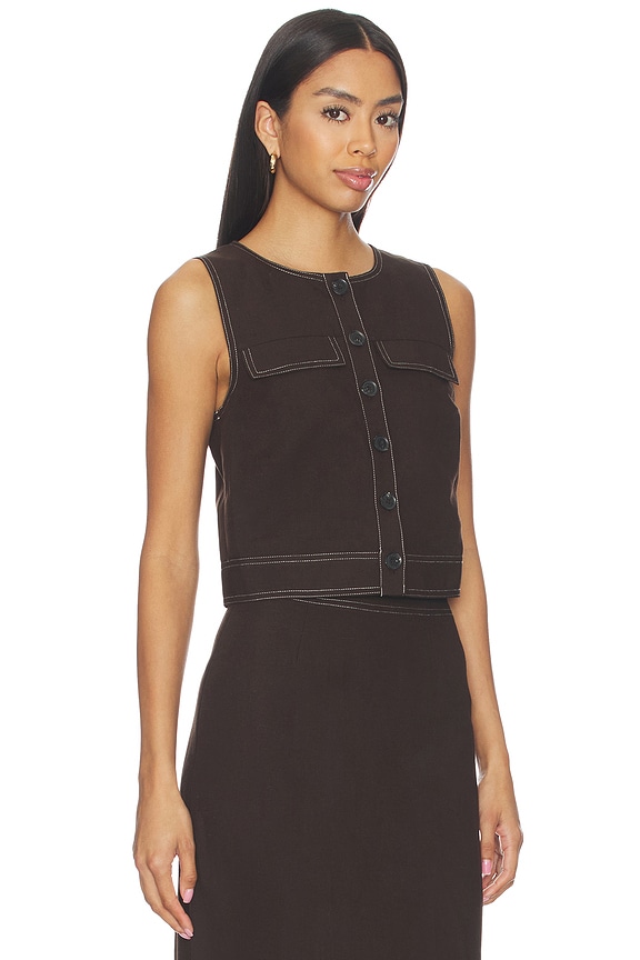 view 2 of 4 Summer Linen Mix Waistcoat in Chocolate