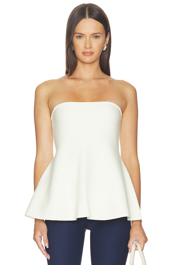 view 1 of 4 Amy Knitted Bandeau Peplum Top in Ivory