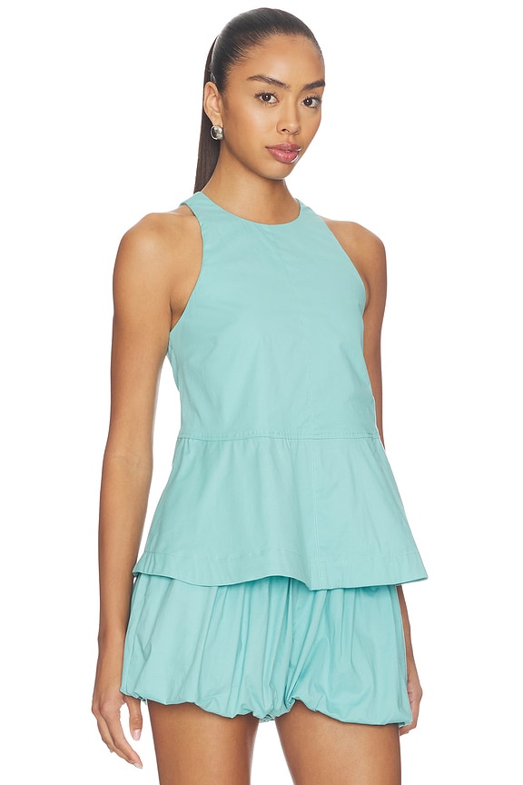 view 2 of 4 Carlos Poplin Peplum Top in Blue