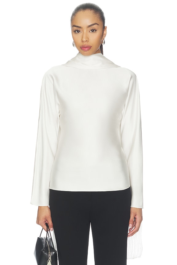 view 2 of 5 Leona Scarf Satin Top in White