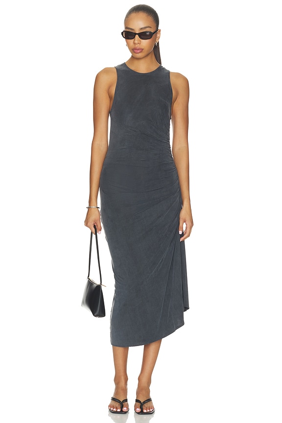 view 1 of 3 VESTIDO MIDI DRAPED in Grey