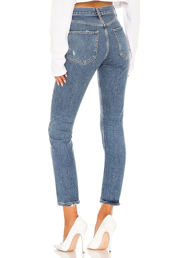 AGOLDE Riley High Rise Straight Crop Jeans in Frequency | REVOLVE