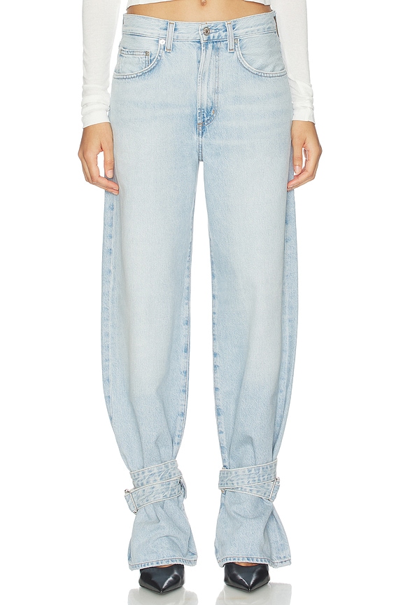 view 2 of 7 Cinched Hem Loose Taper Jeans in Custom