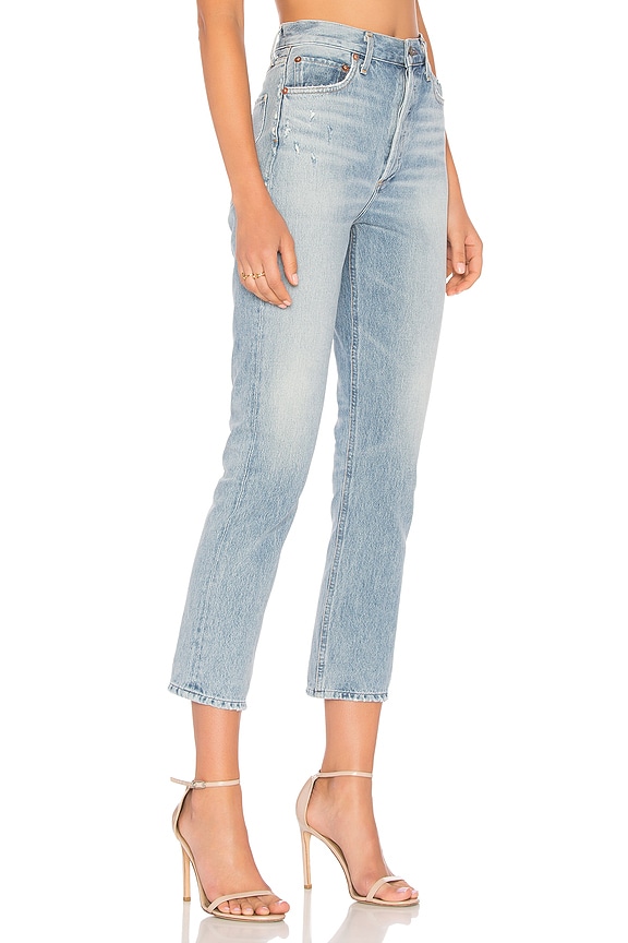 view 2 of 4 Riley High Rise Straight Crop in Blue Rock