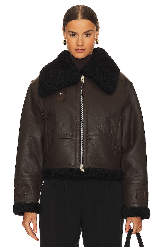 view 2 of 5 x Shoreditch Ski Club Lola Shearling Jacket in Chocolate & Black