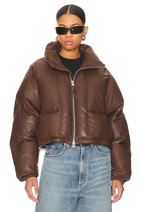 view 2 of 6 x Shoreditch Ski Club Edie Leather Puffer in Cola