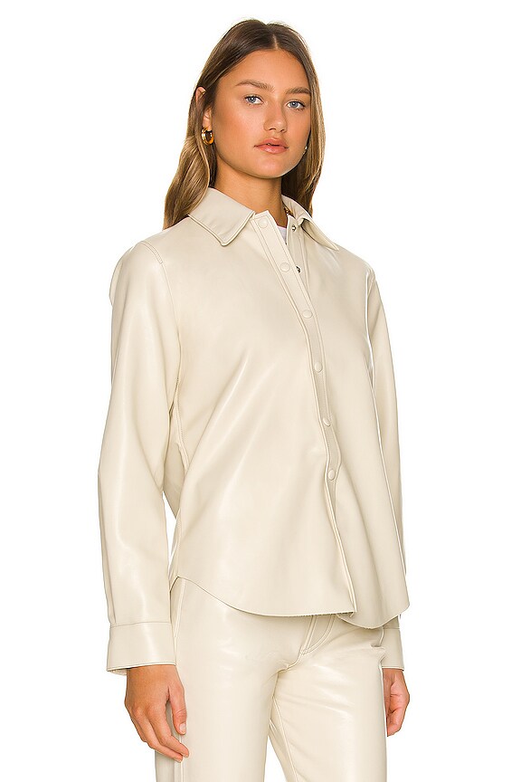 view 2 of 4 Calla Vegan Leather Shirt in Powder