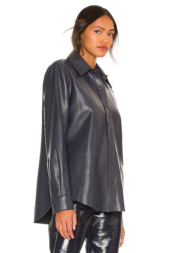 view 2 of 4 Calla Faux Leather Shirt in Shadow