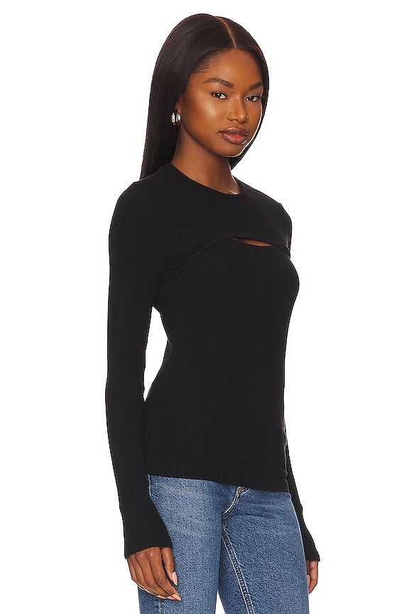 view 2 of 4 Lyza Cut Out Rib Top in Black