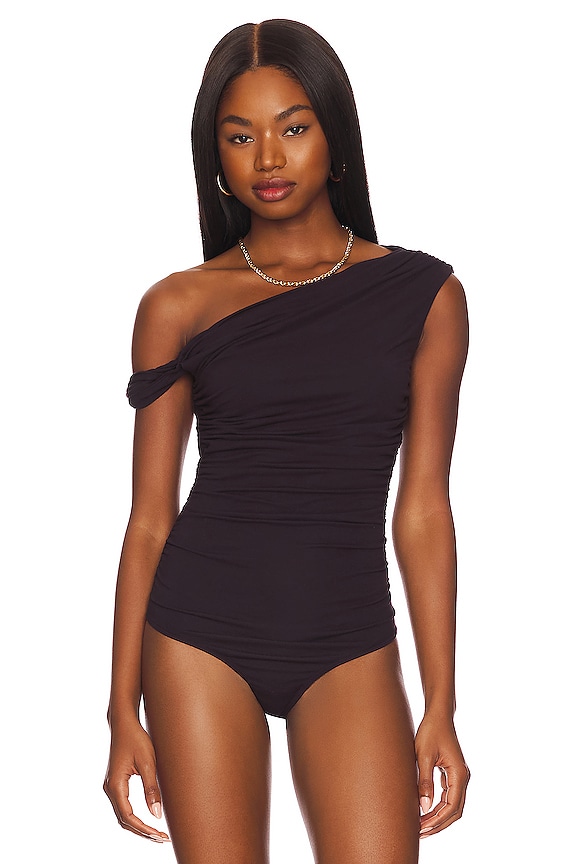 view 2 of 5 Hilma Twist Sleeve Bodysuit in Night Shade