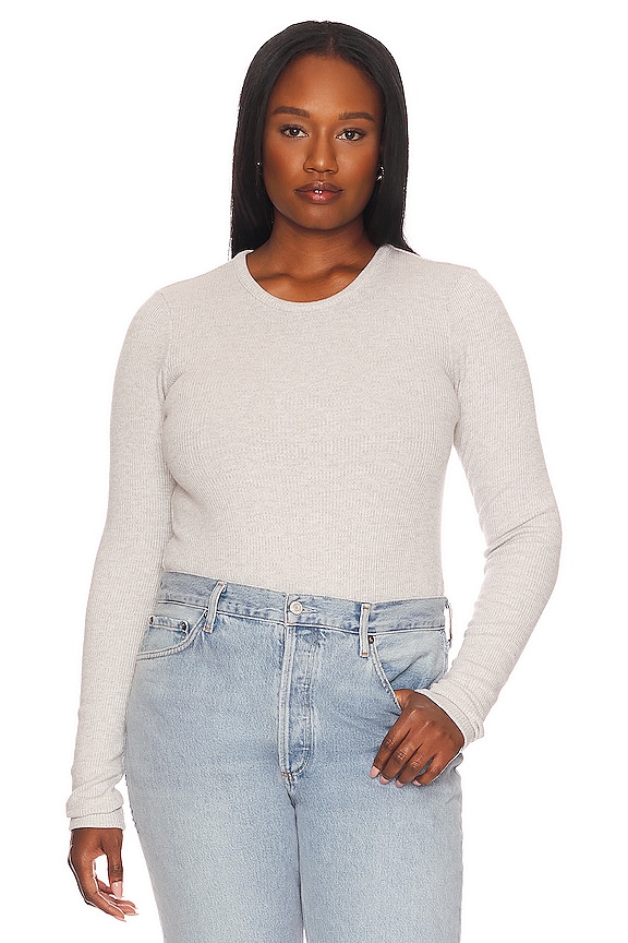view 2 of 8 Alma Shrunken Crew Neck in Brushed Grey Heather