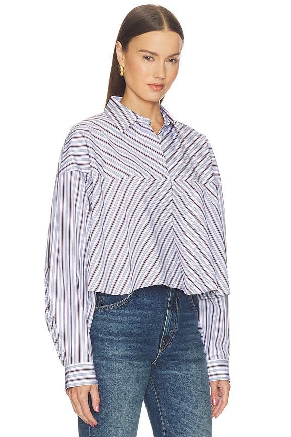 view 2 of 5 Agnes Shirt in Meyer Stripe White & Chocolate