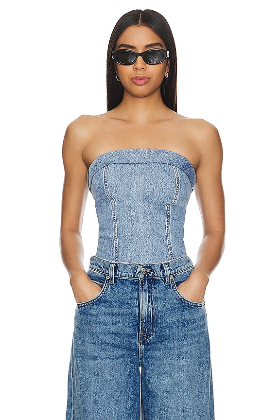 view 2 of 5 Custom Vintage Corset in Medium Dark Wash