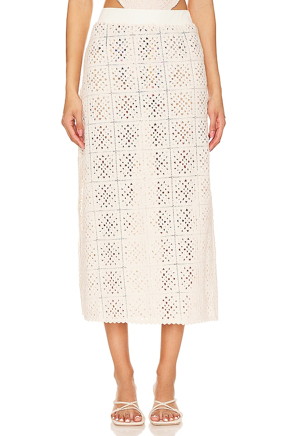 view 2 of 5 МИДИ ЮБКА С ВЫШИВКОЙ КРОШЁ SKIRT in Beige