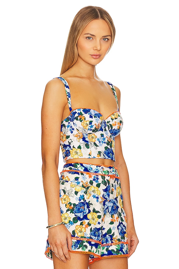 view 2 of 4 TOP CROPPED LUPE in Blue Floral Waves