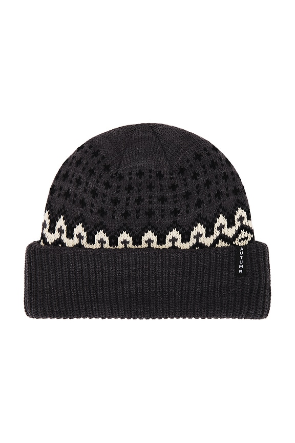 view 1 of 2 Fair Isle Beanie in Charcoal