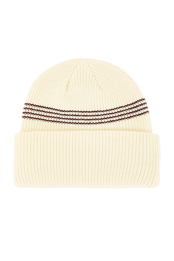 view 2 of 2 Mini Stripe Beanie in Natural Burgundy