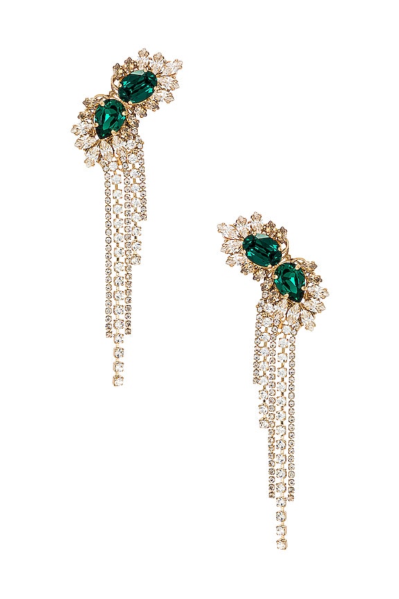 view 1 of 2 Tassel Earring in Emerald & Gold