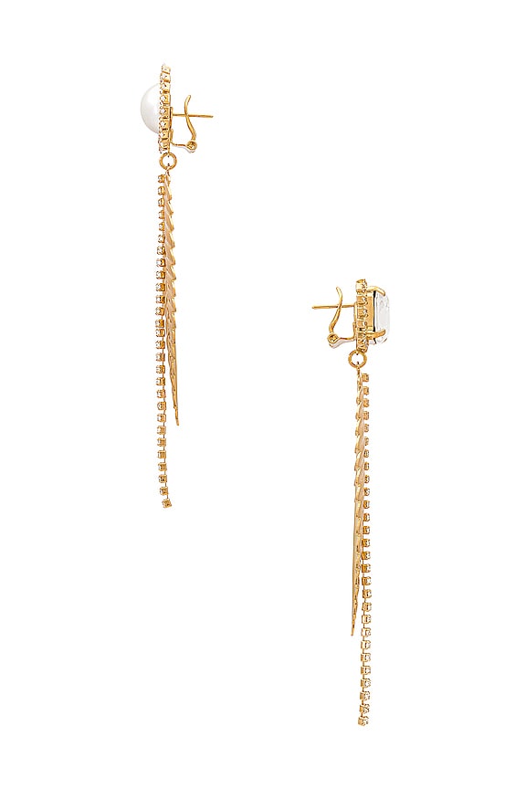 view 2 of 2 Leaf Asymmetric Chandelier Earrings in Gold