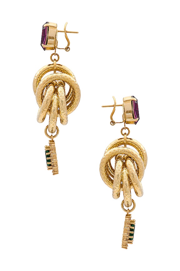 view 2 of 2 PENDIENTE KNOT in Green, Purple, & Gold
