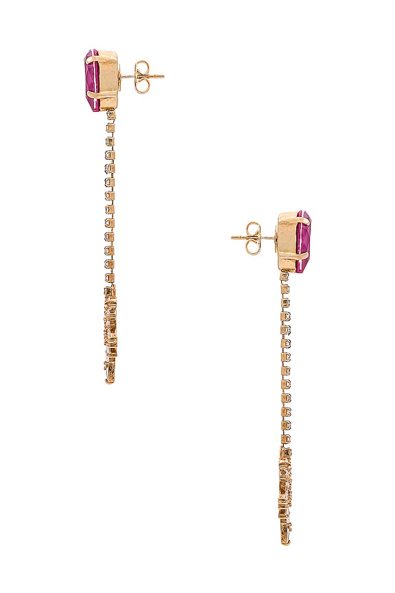 view 2 of 2 BOUCLES D'OREILLES FAN DROP in Pink, Crystal & Gold