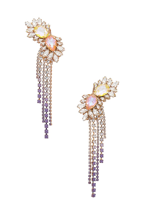 Anton Heunis Cluster & Tassel Earrings In Yellow, Peach, Lilac 