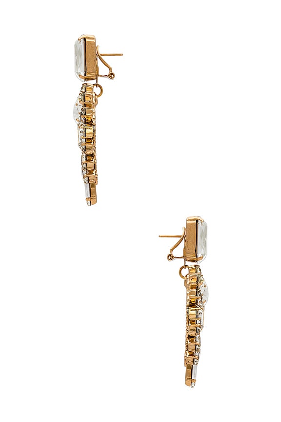 view 2 of 2 Octagon Chandelier Earrings in Crystal & Gold