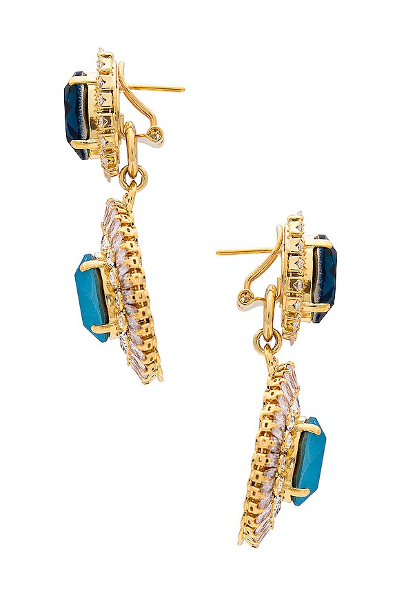 view 2 of 2 PENDIENTES ARAÑA OVAL DISC in Hues Of Blue & Gold