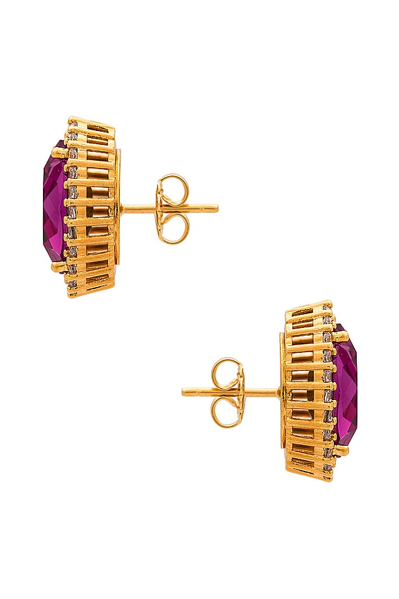 view 2 of 2 À CLOUS OVAL in Fuchsia & Crystal