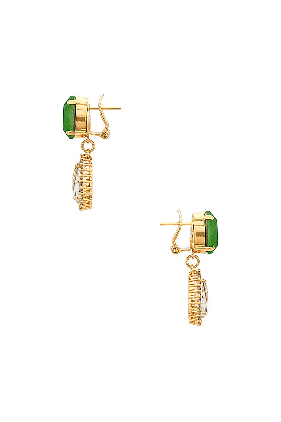 view 2 of 2 Small Drop Earrings in Green Apple, Crystal & Gold