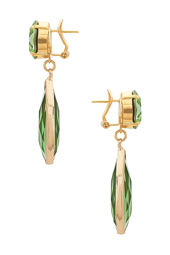 view 2 of 2 BOUCLES D'OREILLES GOUTTE DE COULEUR MONO in Pistachio Green & Crystal