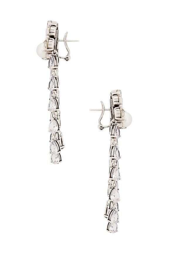 view 2 of 2 PENDIENTES OMEGA CLASP CASCADE in Cream, Crystal, & Silver