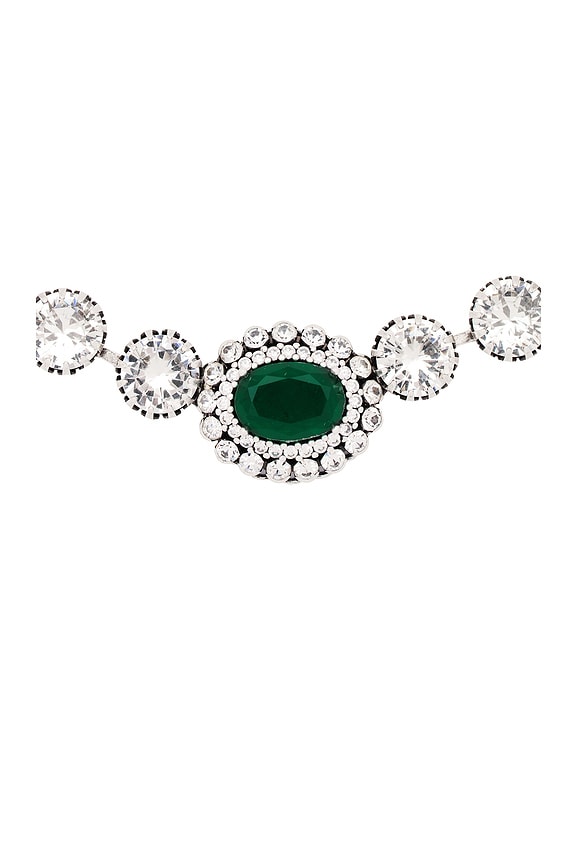 view 2 of 2 Short Crystal Chain With Oval Cluster in Green, Crystal, & Silver