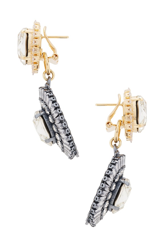 view 2 of 2 PENDIENTES ARAÑA OVAL DISC in Crystal, Gun Metal & Gold