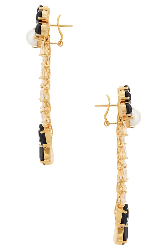view 2 of 2 Cascade Earrings in Black, Crystal & Gold