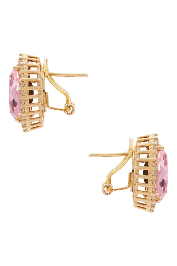 view 2 of 2 Omega Clasp Oval Stud in Pink & Crystal & Gold