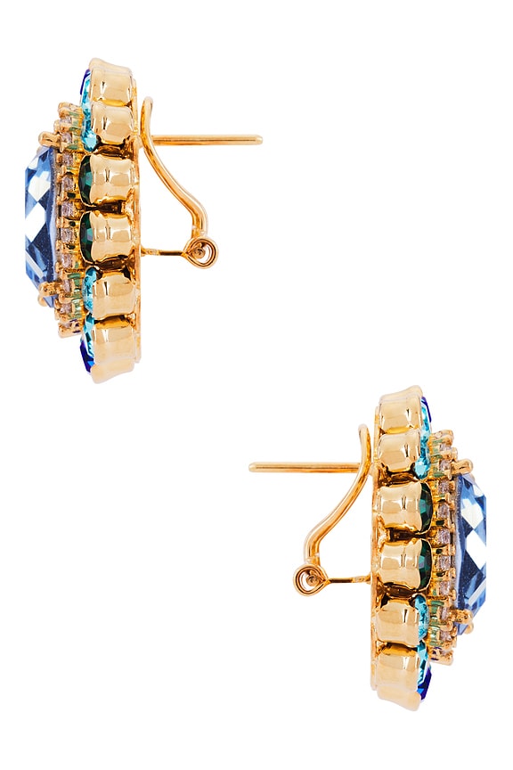 view 2 of 2 Stud Clip Oval in Green & Blue & Gold