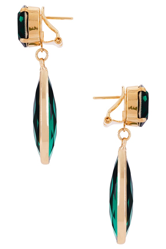 view 2 of 2 Omega Clasp Mono Colour Drop Earrings in Green & Gold