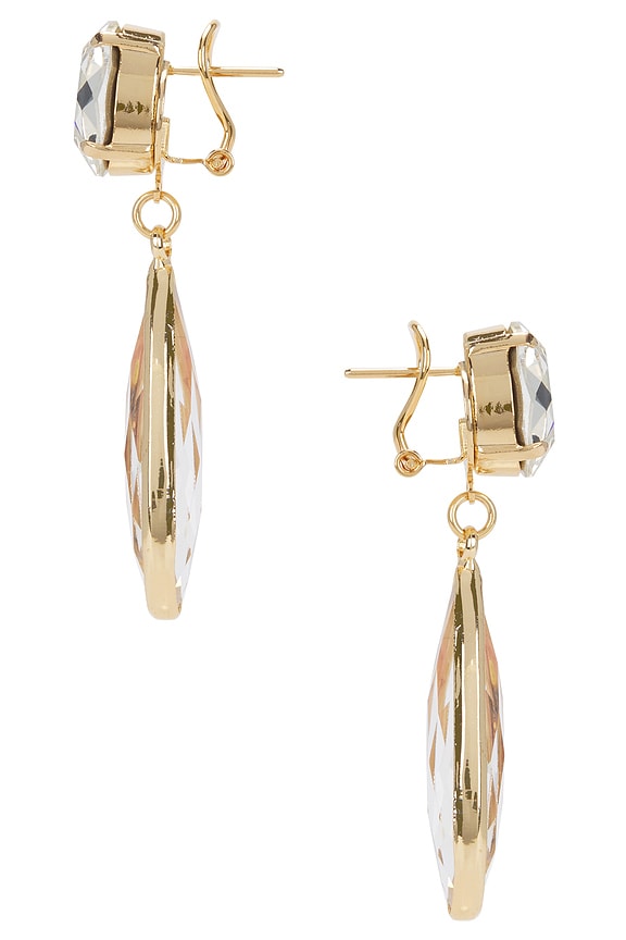 view 2 of 2 PENDIENTES LARGOS OMEGA in Crystal & Gold