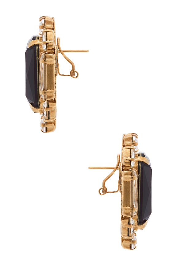 view 2 of 2 Omega Clasp Square Stud in Burgundy, Crystal, & Gold