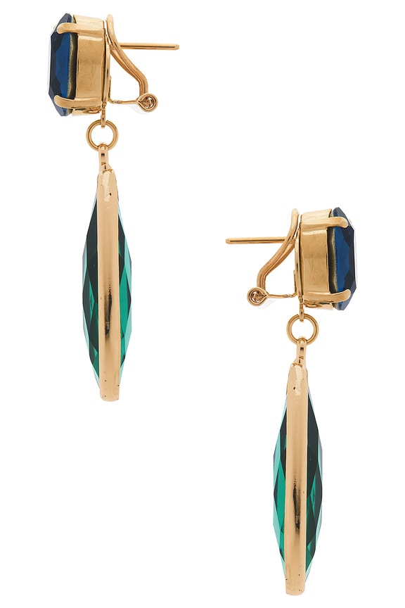 view 2 of 2 Omega Clasp Colour Drop Earrings in Blue, Green, & Gold