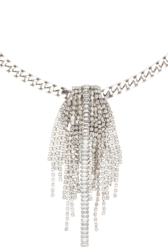 view 2 of 2 Short Chain With A Chandelier Brooch Necklace in Crystal & Silver