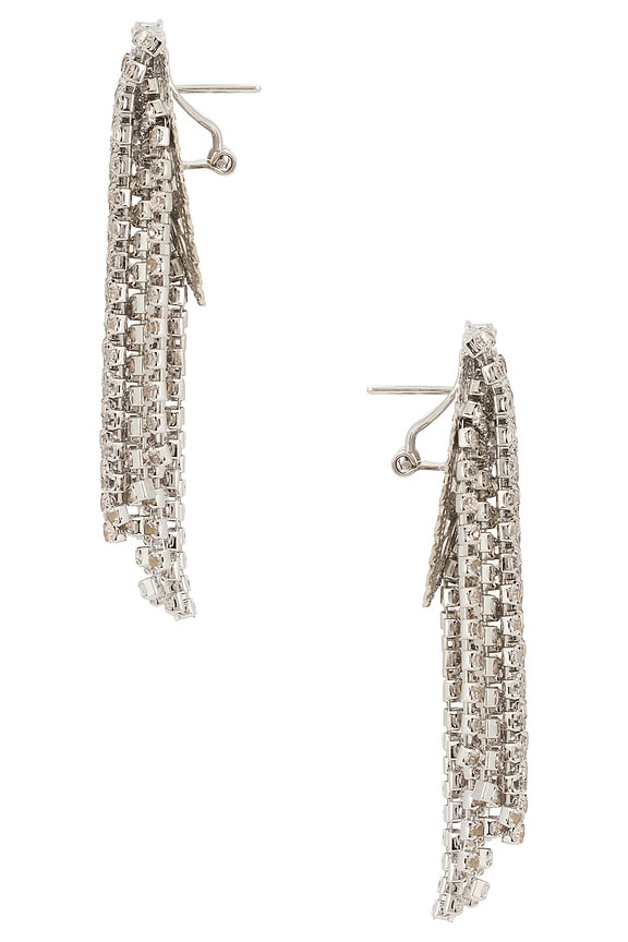 view 2 of 2 Omega Clasp Chandelier Brooch Earrings in Crystal & Silver