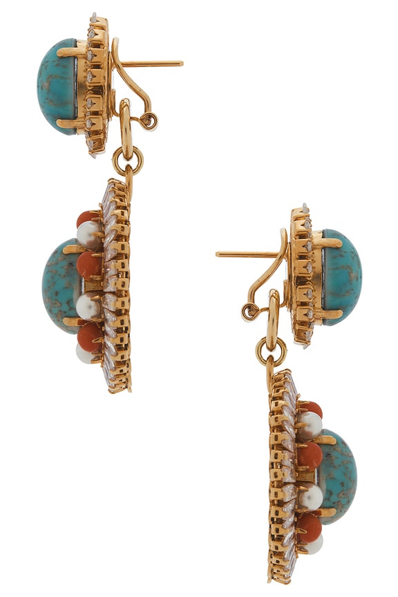 view 2 of 2 BOUCLES D'OREILLES PENDANTES EARRINGS in Red, White, Crystal, & Gold