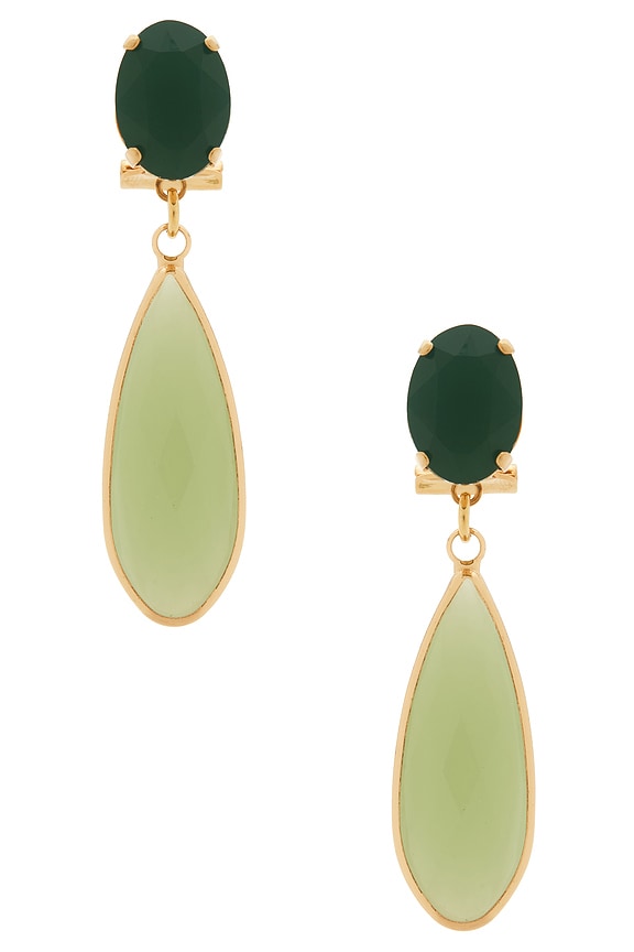 view 1 of 2 BOUCLES D'OREILLES PENDANTES EARRINGS in Opaque Green & Gold